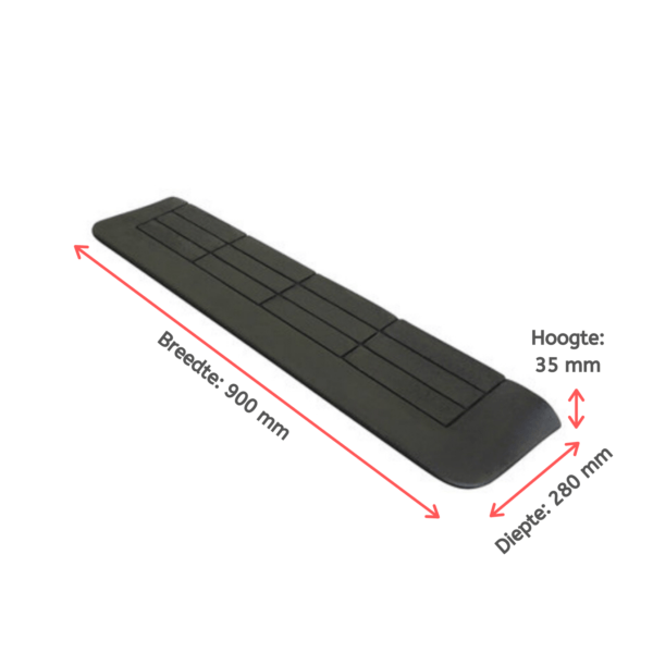 3,5x28x90 cm Drempelhulp rubber, 3 zijdig oprijdbaar