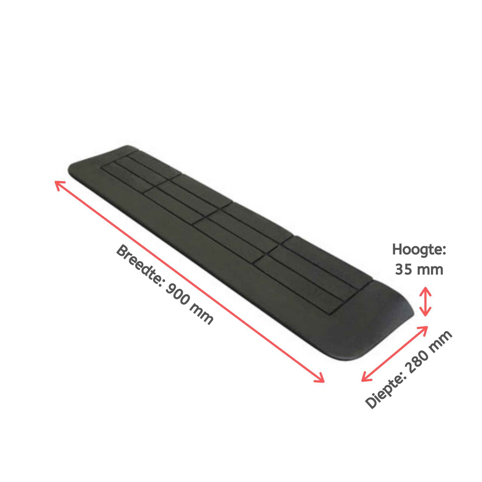 3,5x28x90 cm Drempelhulp rubber, 3 zijdig oprijdbaar - Afbeelding 3
