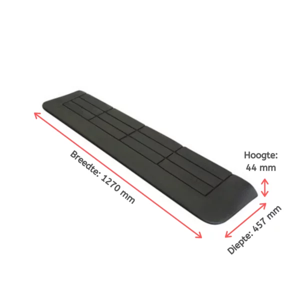 4,4x45,7x127 cm Drempelhulp rubber, 3 zijdig oprijdbaar