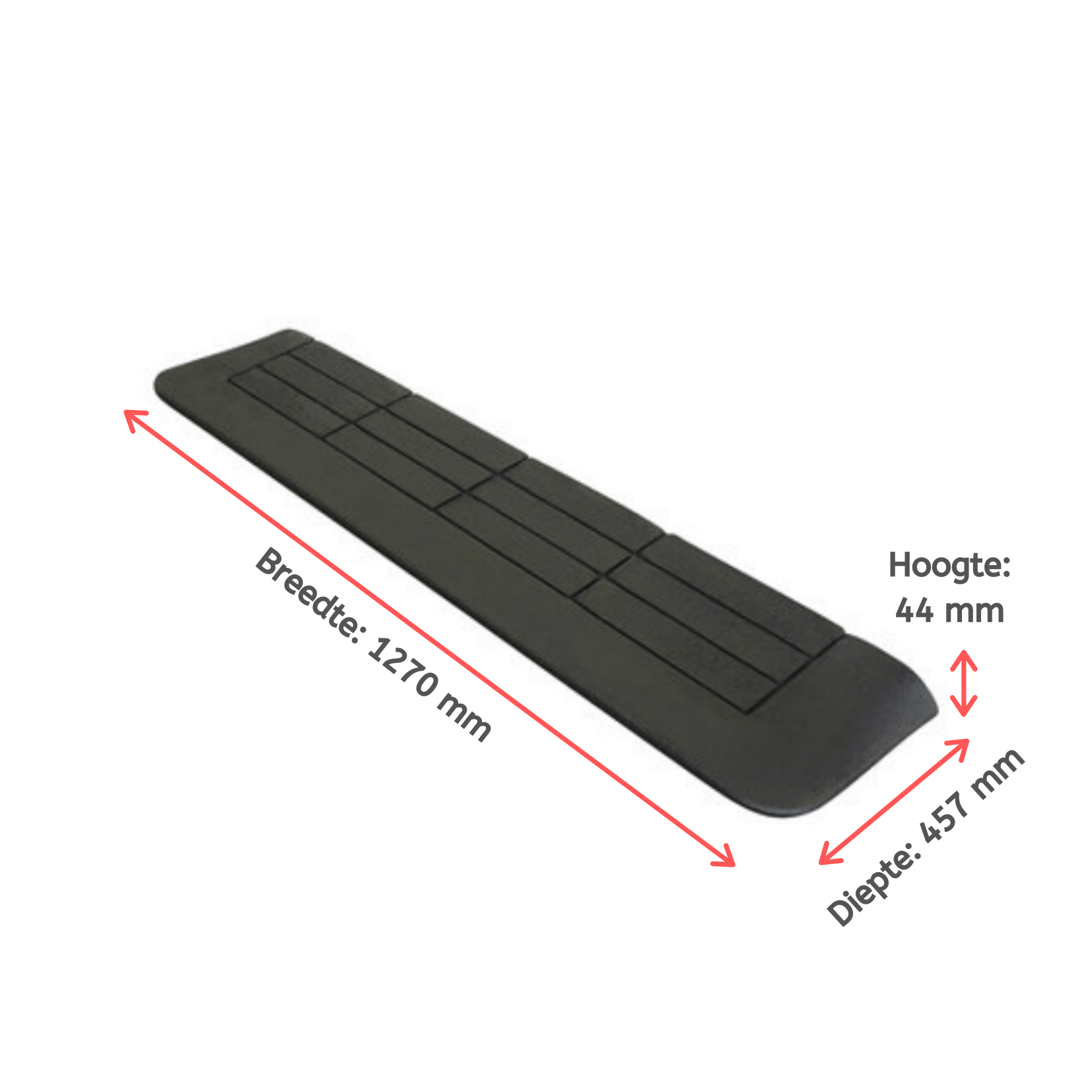 4,4x45,7x127 cm Drempelhulp rubber, 3 zijdig oprijdbaar - Afbeelding 3