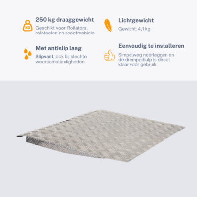 Alternative view of 7 t/m 15 cm hoog en 79 cm breed Drempelhulp - tot 250 kg - aluminium