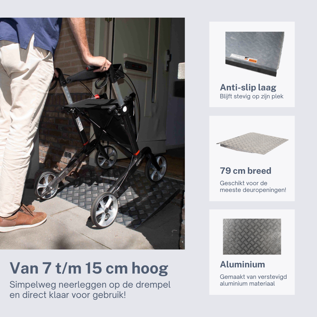 7 t/m 15 cm hoog en 79 cm breed Drempelhulp - tot 250 kg - aluminium - Afbeelding 3